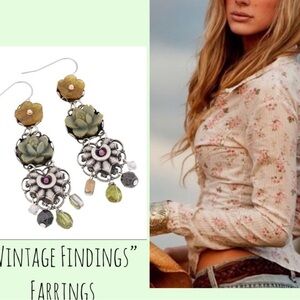 Three Flower Vintage Finding Earring,Boutique-Boutuque,NWT
